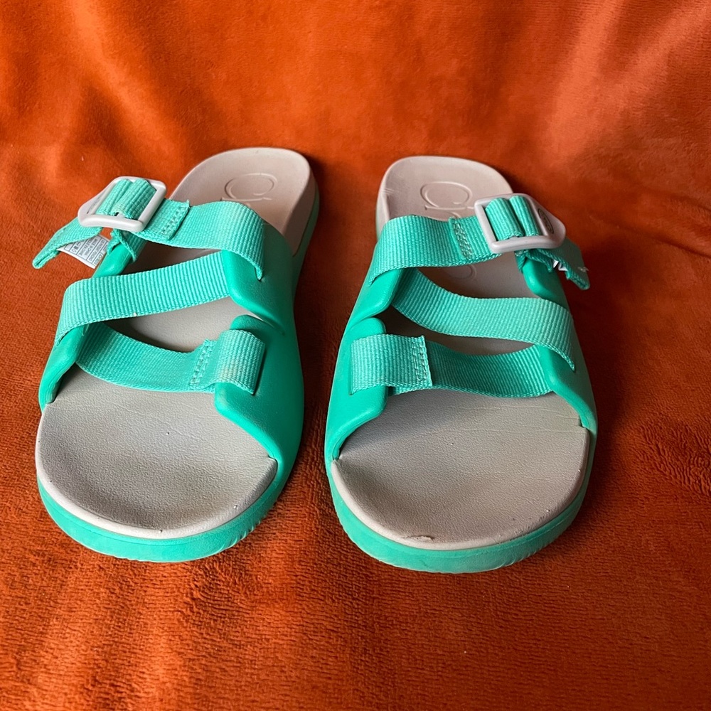 Chaco Chillos Slide Kids Size 5 Teal Slide Sandal Water Shoe